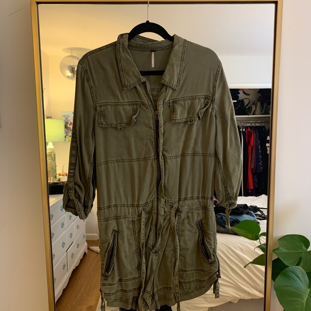 Free People Embroidered Military Festival Romper